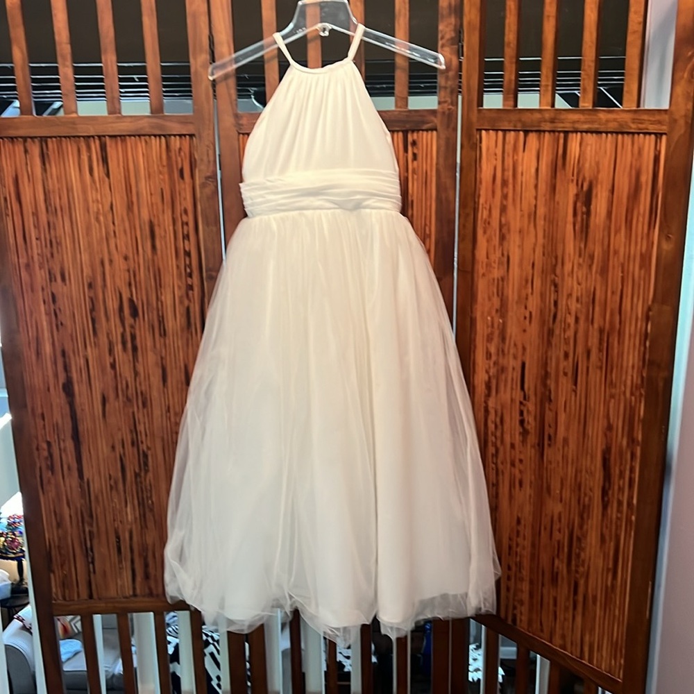 Girl’s White Tulle Flower Girl Dress